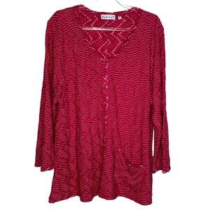 Habitat Clothes to Live In‎ Womens Size Large Pink Top V Neck Textured Pocket